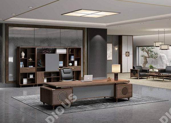 新品-行云系列-新中式板木老板桌-迪歐家具 新品-行云系列-新中式板木老板桌-迪歐家具